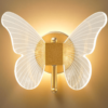 Kit 1 Luminária Arandela Borboleta Dourada LED de Parede 3 Tons de Luz iluminação interna Bivolt (5) Arandela Borboleta Dourada LED