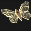 Luminária Pendente Lustre Borboleta de Luxo Cristal Dourada Moderna 3 Tons de Luz Bivolt