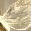 Luminária Pendente Lustre Borboleta de Luxo Cristal Dourada Moderna 3 Tons de Luz Bivolt