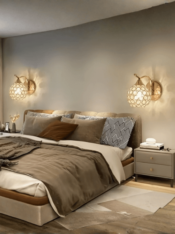 Luminária de parede arandela redonda de cristal moderna luxuosa Ouro